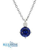 Silver Sapphire & Diamond Necklace- September Birthstone